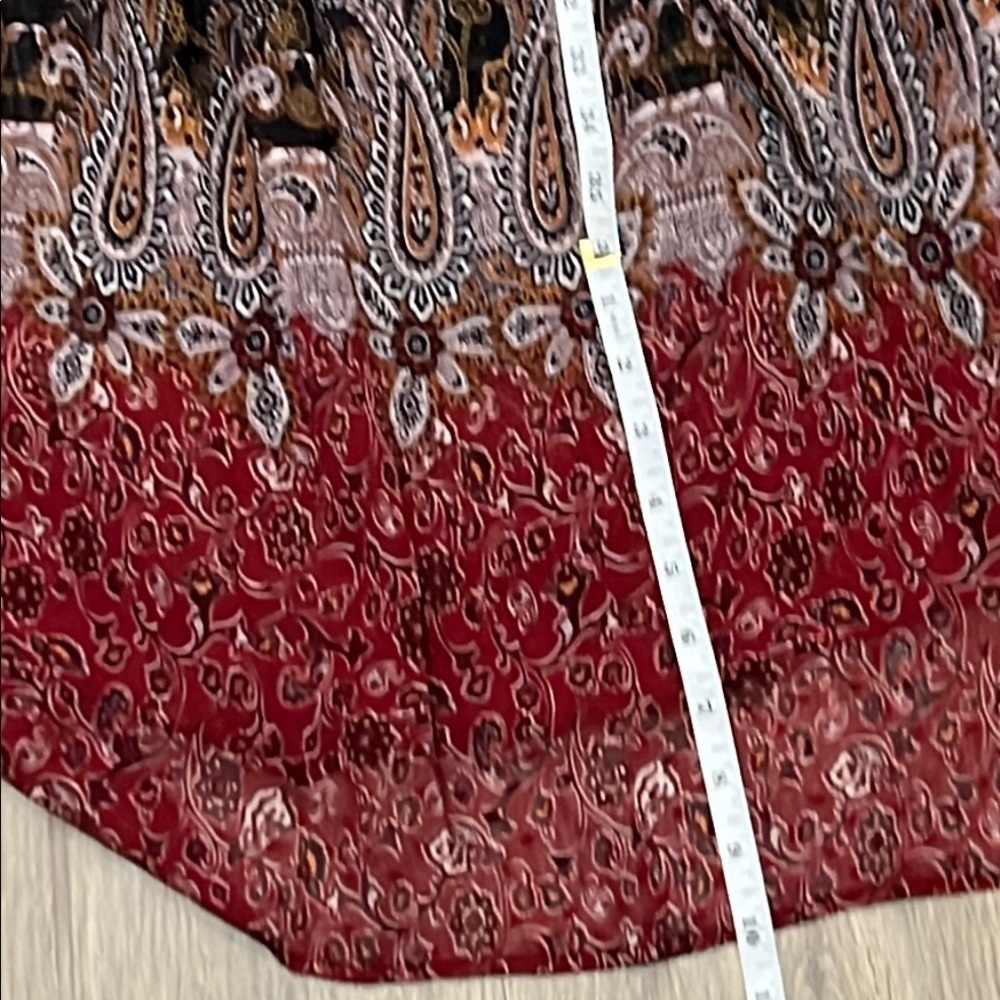 Fig & Flower Anthropologie Dress Sheer Boho Paisley Bishop Maxi Fall Rust Brown - Picture 13 of 16